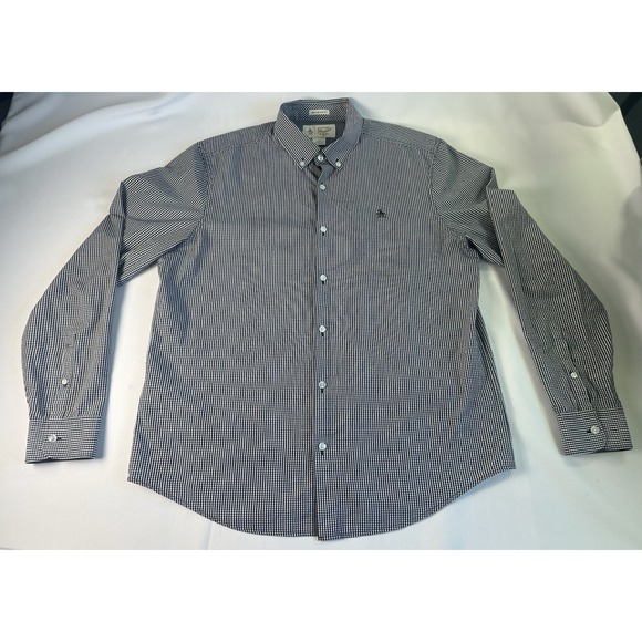 Original Penguin Heritage Slim Fit Men's Large Black White Button Up Long Sleeve - Picture 1 of 9